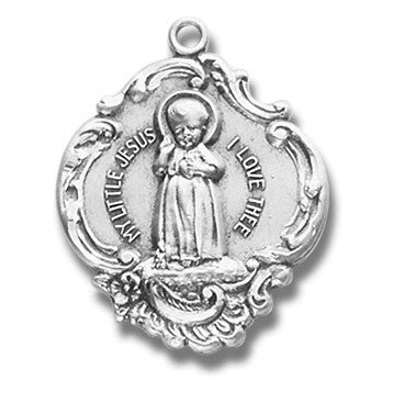 Sterling Silver Large Baroque Infant Jesus w/18" Chain - Boxed