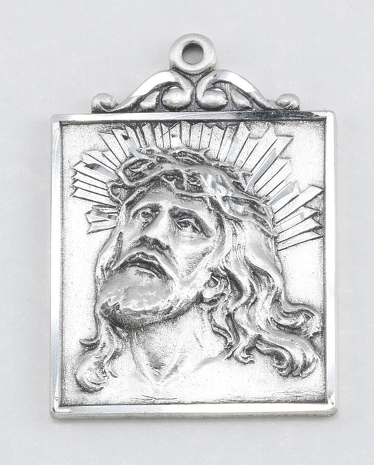 Sterling Silver Square Head of Christ w/24" Chain - Boxed