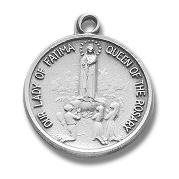 Sterling Silver Round Our Lady of Fatima w/18" Chain - Boxed