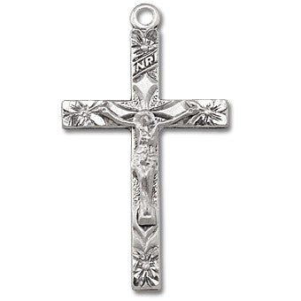 Sterling Silver Flowered Tip Crucifix w/18" Chain - Boxed