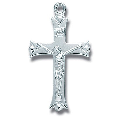 Sterling Silver Medium Fancy Tip Crucifix w/18" Chain - Boxed