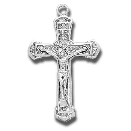 Sterling Silver Medium Ornate Crucifix w/20" Chain - Boxed