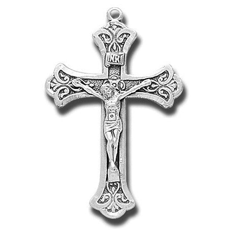 Sterling Silver Medium Ornate Crucifix w/20" Chain - Boxed