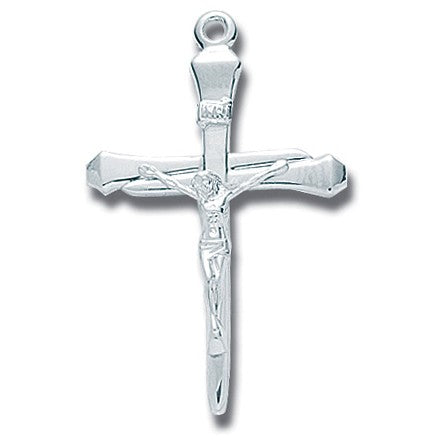 Sterling Silver Large Nail Crucifix w/24" Chain - Boxed