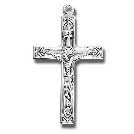 Sterling Silver Medium Fancy Crucifix w/20" Chain - Boxed