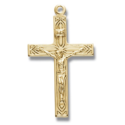 Gold Over Sterling Silver Medium Crucifix w/20" Chain - Boxed