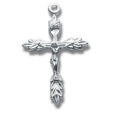 Sterling Silver Medium Wheat Crucifix w/18" Chain - Boxed