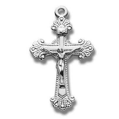 Sterling Silver Medium Fancy Crucifix w/18" Chain - Boxed