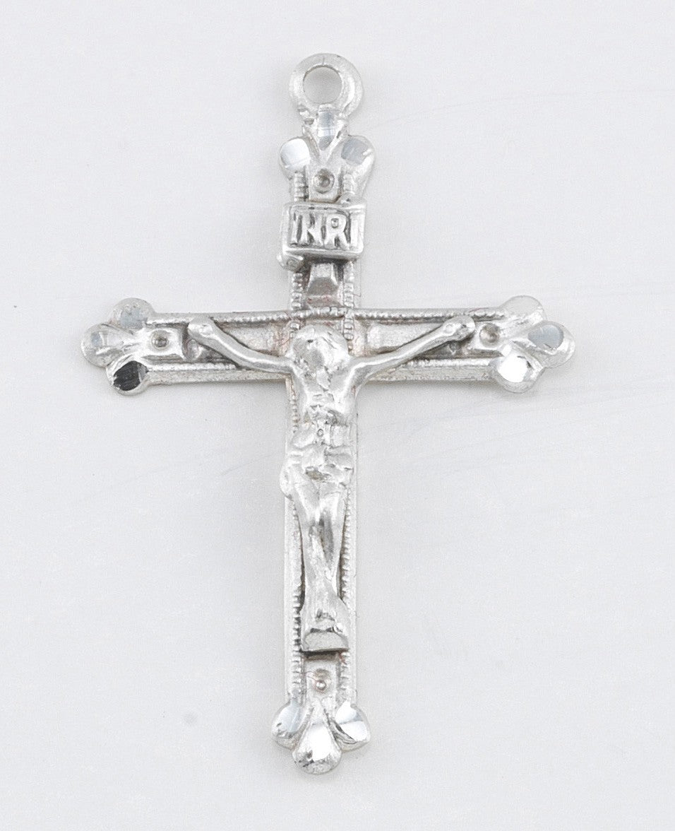 Sterling Silver Flair Tip Crucifix w/Bead Border w/20" Chain - Boxed