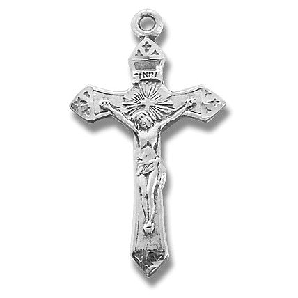 Sterling Silver Pointed Edge Fancy Crucifix w/18" Chain - Boxed