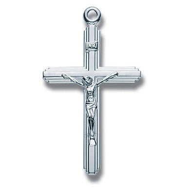 Sterling Silver Medium Cross on Cross Crucifix w/18" Chain - Boxed