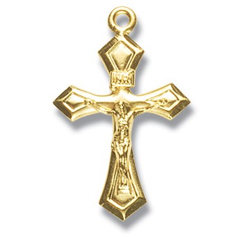 Gold Over Sterling Silver Fancy Crucifix w/18" Chain - Boxed