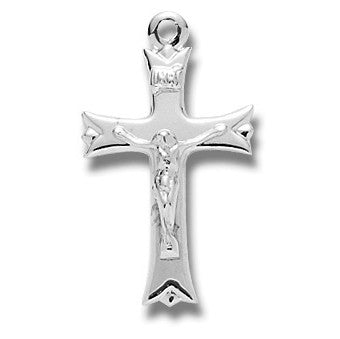 Sterling Silver Medium Fancy Tip Crucifix w/18" Chain - Boxed