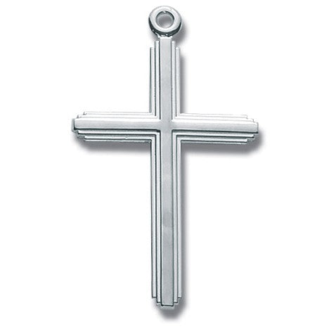 Sterling Silver Inlayed Cross w/20" Chain - Boxed