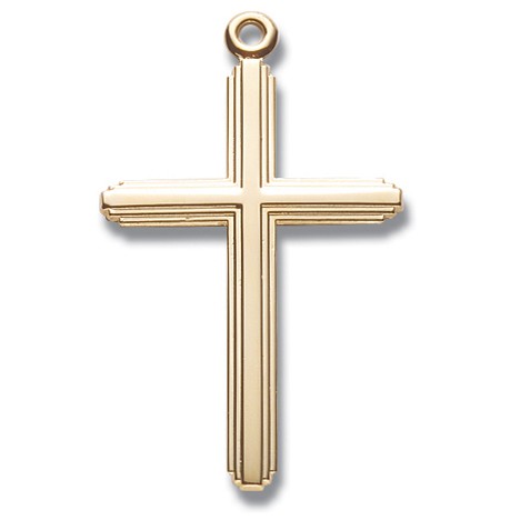 Gold Over Sterling Silver Inlayed Cross w/20" Chain - Boxed