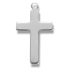 Sterling Silver Medium Plain Cross w/18" Chain - Boxed