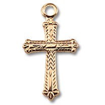 Gold Over Sterling Silver Tiny Fancy Cross w/16" Chain - Boxed