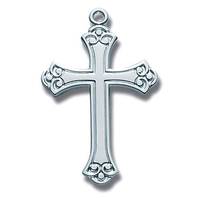 Sterling Silver Medium Fancy Cross w/18" Chain - Boxed