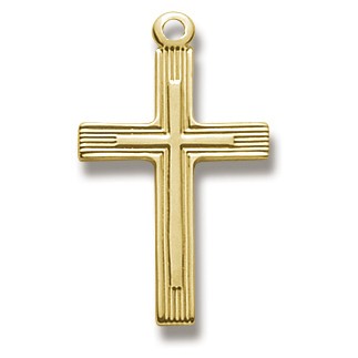 Gold Over Sterling Silver Small Fancy Cross w/18" Chain - Boxed