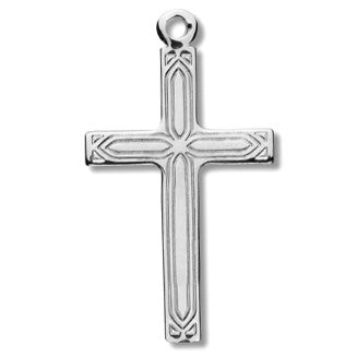 Sterling Silver Small Fancy Design Cross w/18" Chain - Boxed