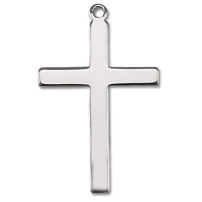 Sterling Silver Plain Medium Cross w/20" Chain - Boxed