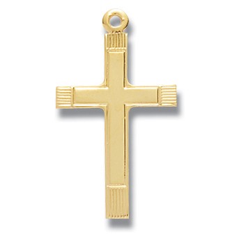 Gold Over Sterling Silver Small Fancy Cross w/18" Chain - Boxed