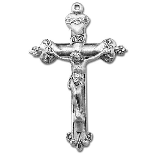 Sterling Silver Sacred Heart Rosary Crucifix w/24" Chain - Boxed