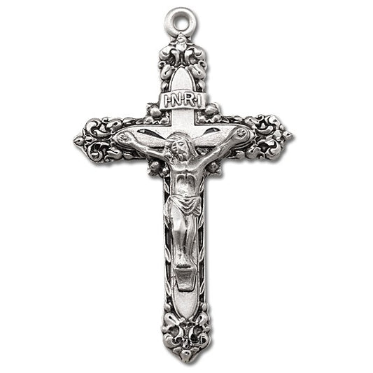 Sterling Silver Rosary Crucifix w/24" Chain - Boxed