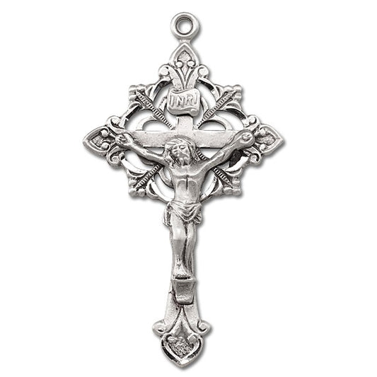 Sterling Silver Rosary Crucifix w/24" Chain - Boxed