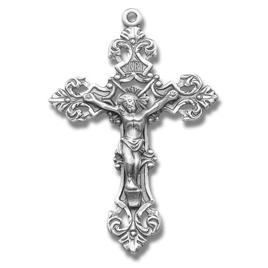 Sterling Silver Rosary Crucifix w/24" Chain - Boxed