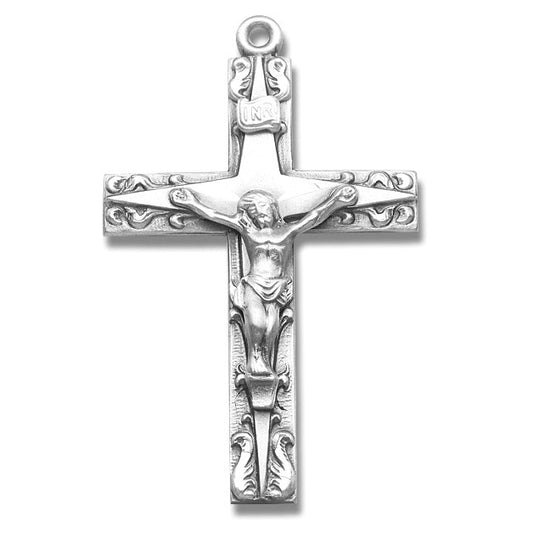 Sterling Silver Rosary Crucifix w/24" Chain - Boxed