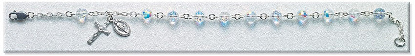 6mm Swarovski Fireball Crystal Sterling Silver Rosary Bracelet - Boxed