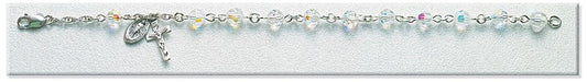 6mm Swarovski Crystal (AB) Sterling Silver Rosary Bracelet - Boxed