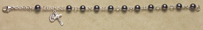 6mm Hematite Sterling Silver Rosary Bracelet - Boxed