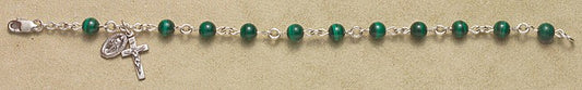 6mm Malachite Sterling Silver Rosary Bracelet - Boxed