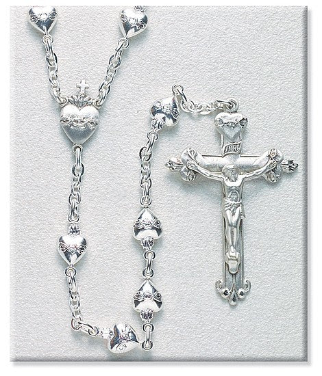 Sacred Heart Sterling Silver Rosary