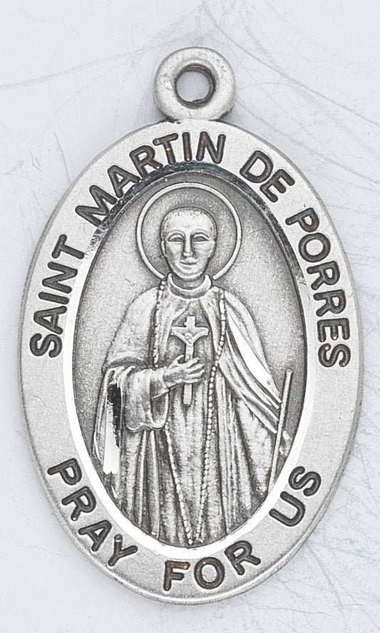 St. Martin De Porres Sterling Silver Oval w/20" Chain - Boxed