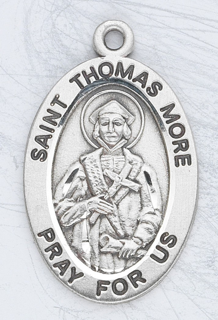 St. Thomas More Sterling Silver Oval w/20" Chain - Boxed