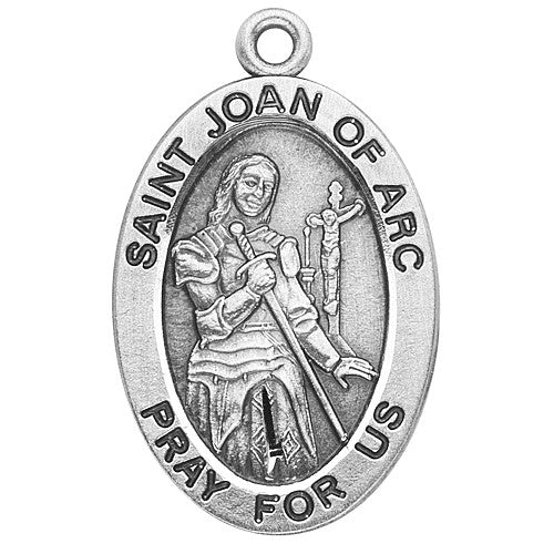 St. Joan Of Arc Sterling Silver Oval w/18" Chain - Boxed