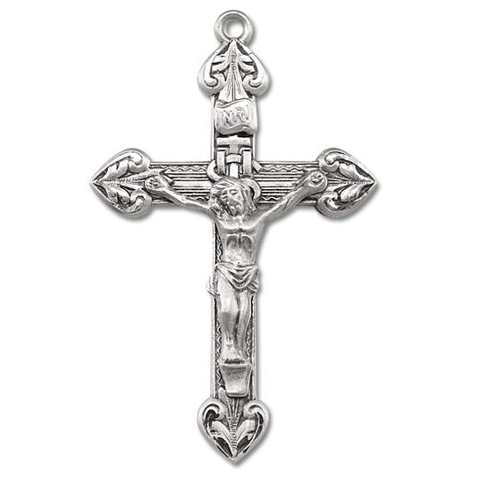 Sterling Silver Rosary Crucifix w/24" Chain - Boxed