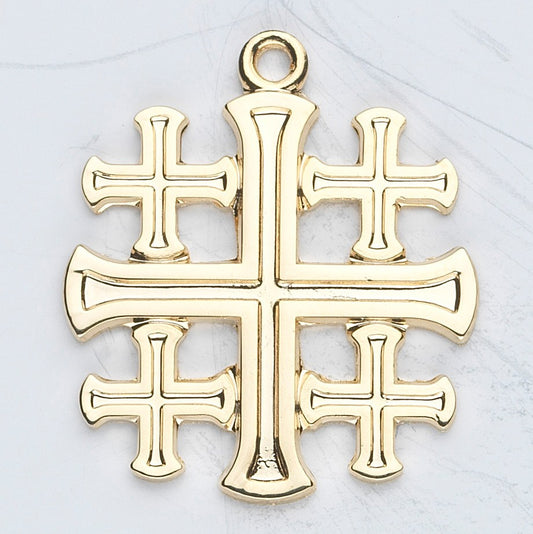 Gold Over Sterling Silver Jerusalem Cross w/18" Chain - Boxed