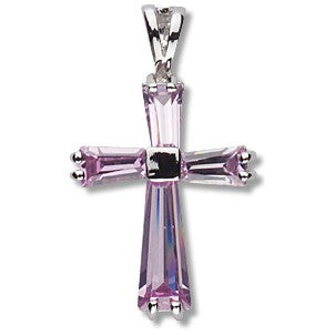 Sterling Silver Cubic Zirconia Cross w/18" Chain - Boxed