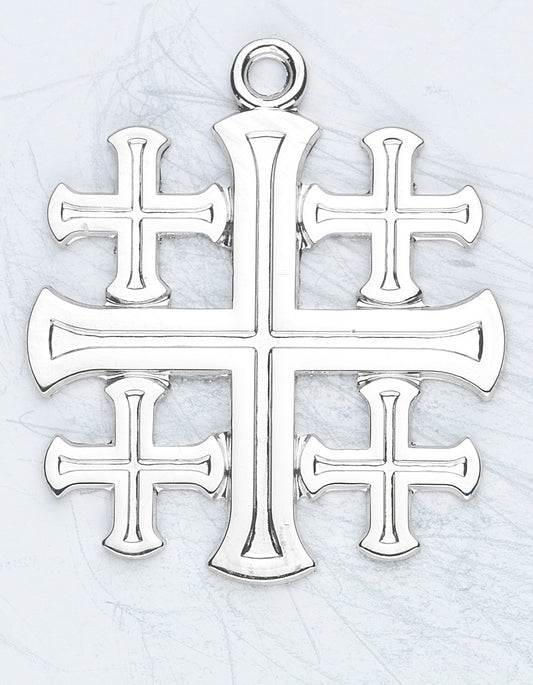 Sterling Silver Large Jerusalem Cross w/24" Chain - Boxed