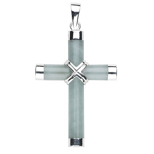 Sterling Silver Jadeite Cross w/20" Chain - Boxed