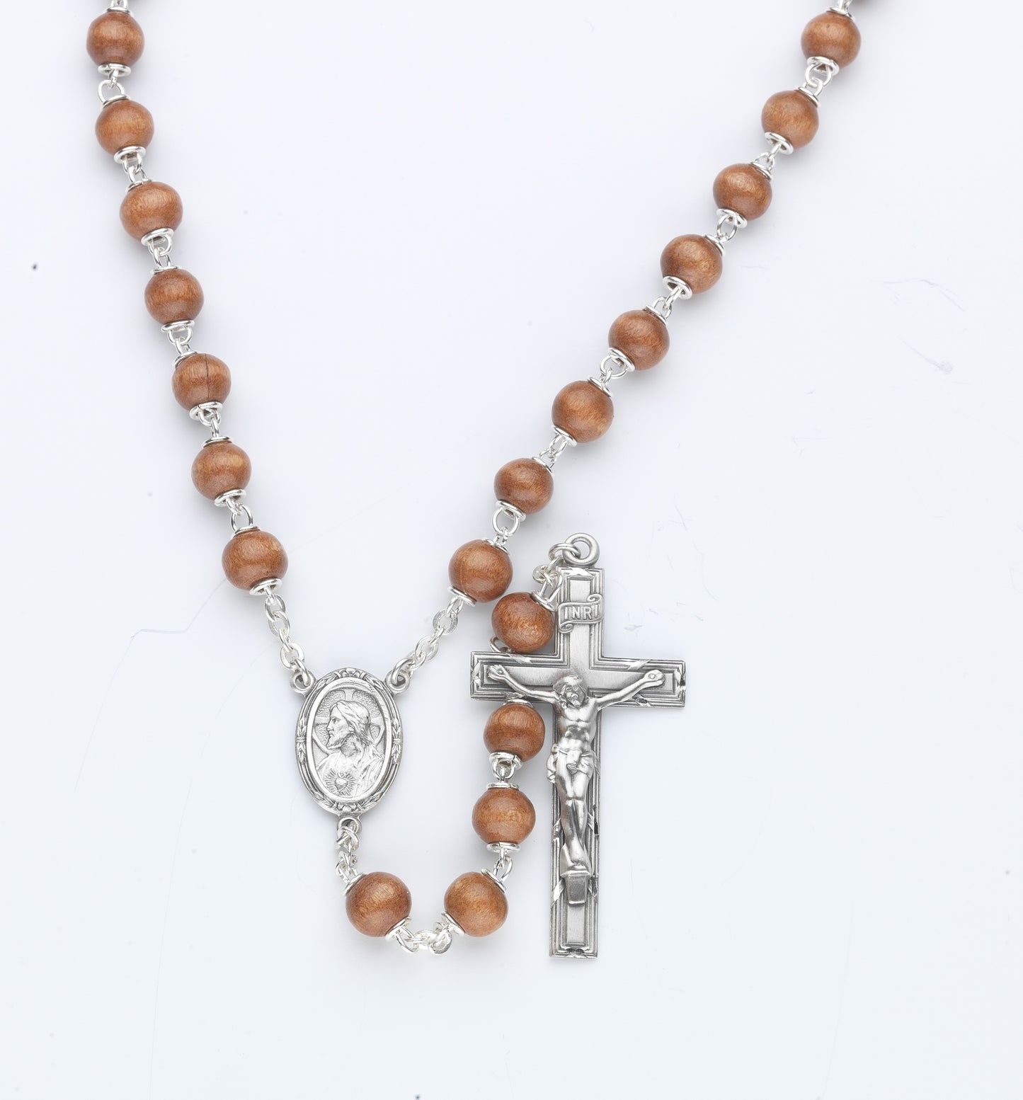 7mm Brown Round Wood Rosary - Boxed