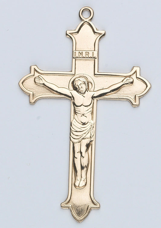 14K Large Flair Tipped Crucifix w/14K Jump Ring - Boxed