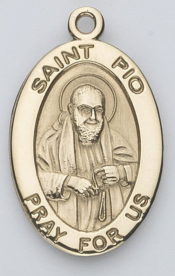 St. Pio 14K Oval w/14K Jump Ring - Boxed