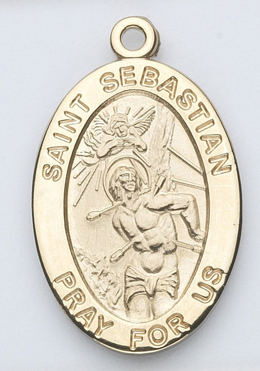 St. Sebastian 14K Oval w/14K Jump Ring - Boxed