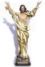 Risen Christ Standing on Rock Base - Woodcarved