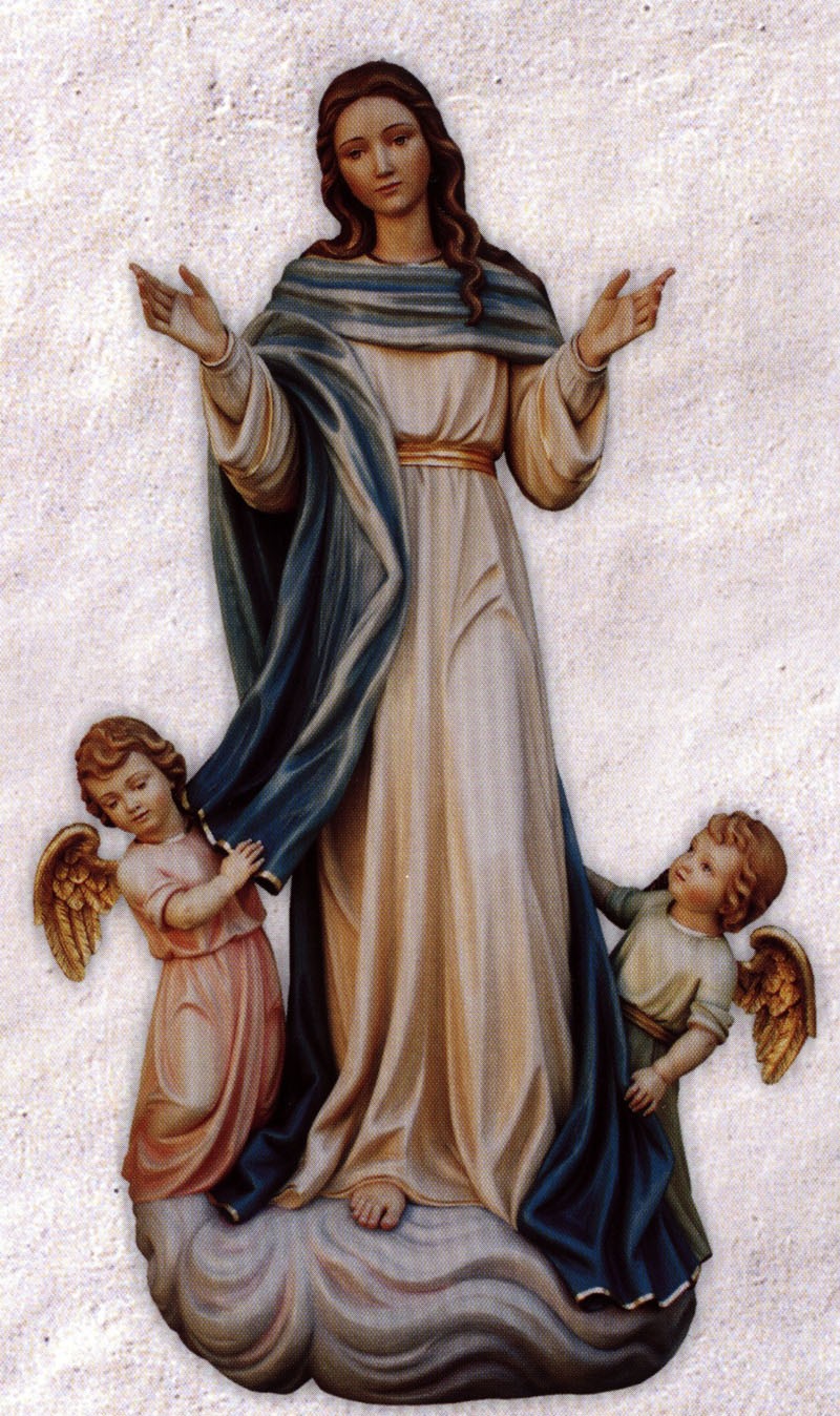 Our Lady with Angels - Woodcarved